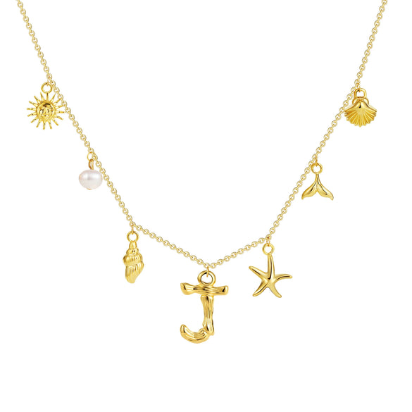 Wholesale Copper Pendant Necklace With Letter Pattern And Electroplating Treatment Oshaped Chain Vacation Style For Women
