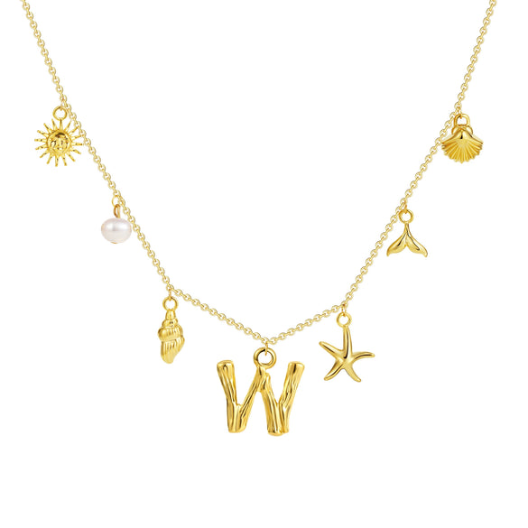 Wholesale Copper Pendant Necklace With Letter Pattern And Electroplating Treatment Oshaped Chain Vacation Style For Women
