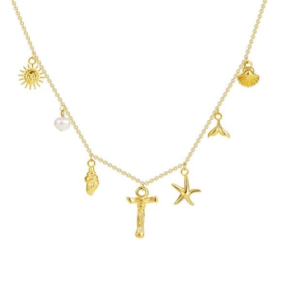 Wholesale Copper Pendant Necklace With Letter Pattern And Electroplating Treatment Oshaped Chain Vacation Style For Women