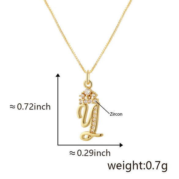 Wholesale Copper Pendant Necklace With Sweet Style And Electroplated Inlaid Zircon Letter Pattern