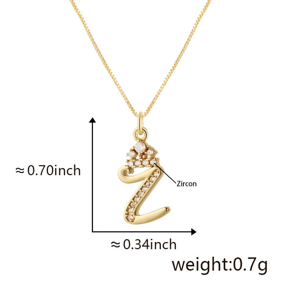Wholesale Copper Pendant Necklace With Sweet Style And Electroplated Inlaid Zircon Letter Pattern