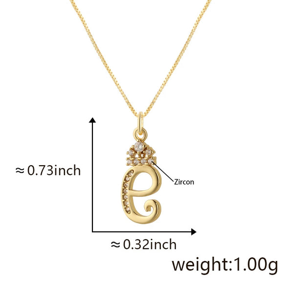 Wholesale Copper Pendant Necklace With Sweet Style And Electroplated Inlaid Zircon Letter Pattern