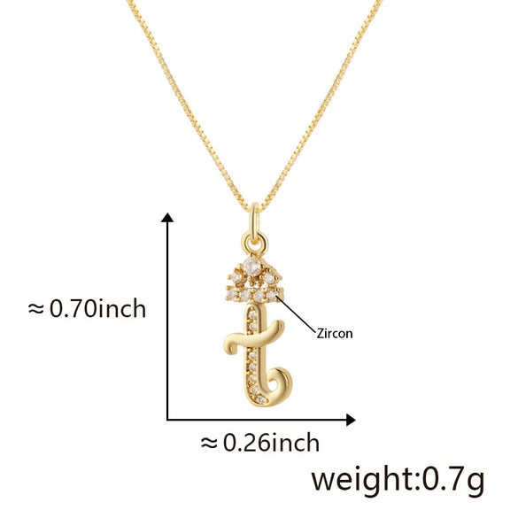 Wholesale Copper Pendant Necklace With Sweet Style And Electroplated Inlaid Zircon Letter Pattern