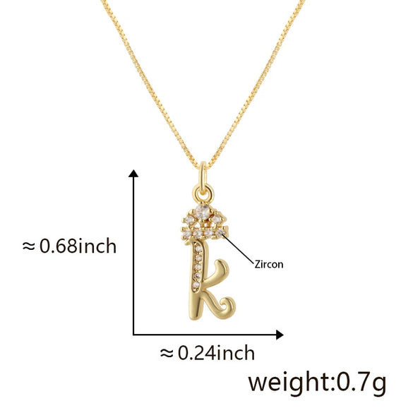 Wholesale Copper Pendant Necklace With Sweet Style And Electroplated Inlaid Zircon Letter Pattern