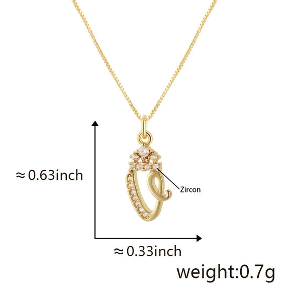 Wholesale Copper Pendant Necklace With Sweet Style And Electroplated Inlaid Zircon Letter Pattern