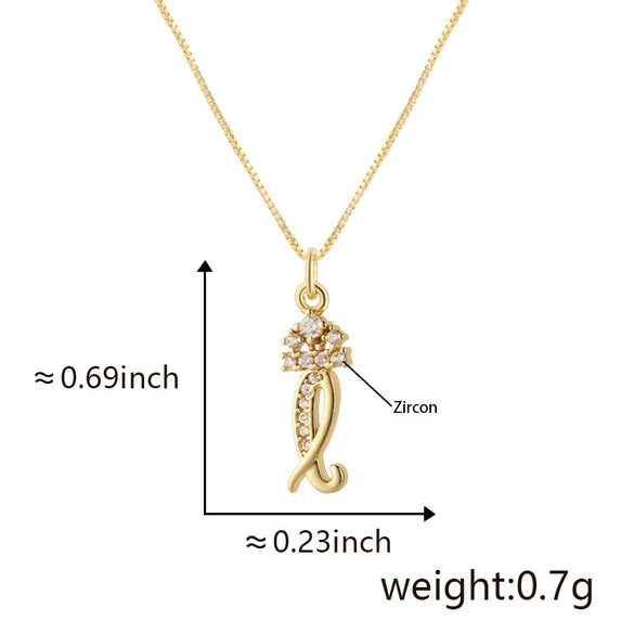 Wholesale Copper Pendant Necklace With Sweet Style And Electroplated Inlaid Zircon Letter Pattern