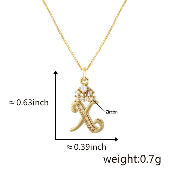 Wholesale Copper Pendant Necklace With Sweet Style And Electroplated Inlaid Zircon Letter Pattern