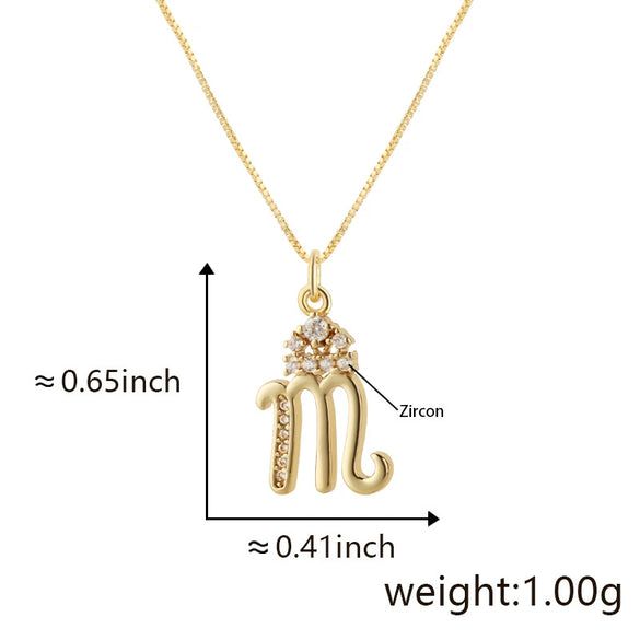 Wholesale Copper Pendant Necklace With Sweet Style And Electroplated Inlaid Zircon Letter Pattern