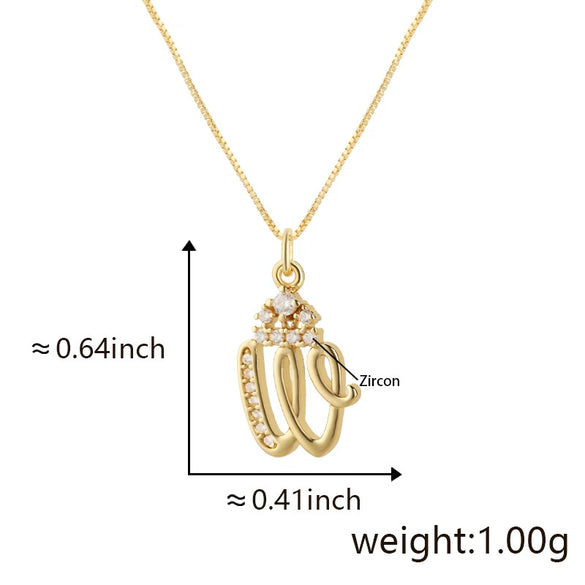 Wholesale Copper Pendant Necklace With Sweet Style And Electroplated Inlaid Zircon Letter Pattern