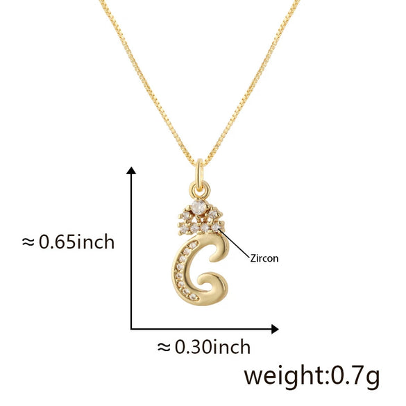 Wholesale Copper Pendant Necklace With Sweet Style And Electroplated Inlaid Zircon Letter Pattern