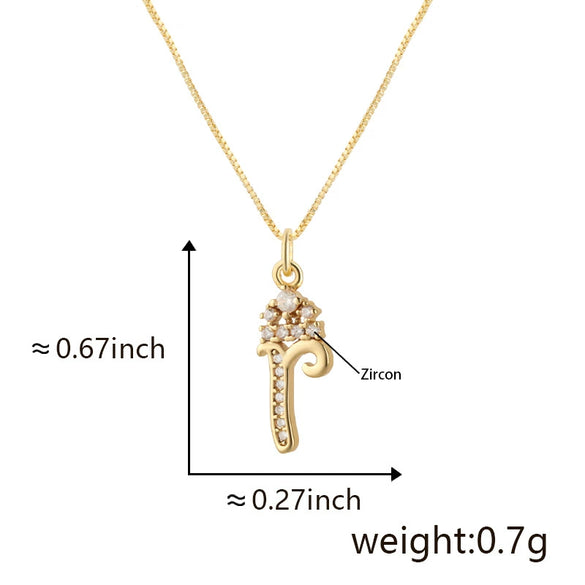Wholesale Copper Pendant Necklace With Sweet Style And Electroplated Inlaid Zircon Letter Pattern