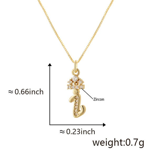 Wholesale Copper Pendant Necklace With Sweet Style And Electroplated Inlaid Zircon Letter Pattern