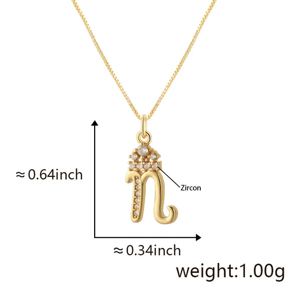 Wholesale Copper Pendant Necklace With Sweet Style And Electroplated Inlaid Zircon Letter Pattern