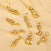 Wholesale Copper Pendant Necklace With Sweet Style And Electroplated Inlaid Zircon Letter Pattern