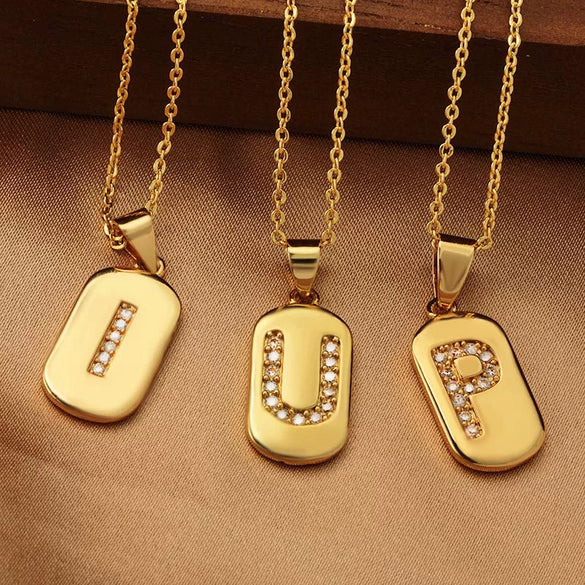 Wholesale Copper Pendant With Micro Inlaid English Letters And Electroplated Inlaid Zircon