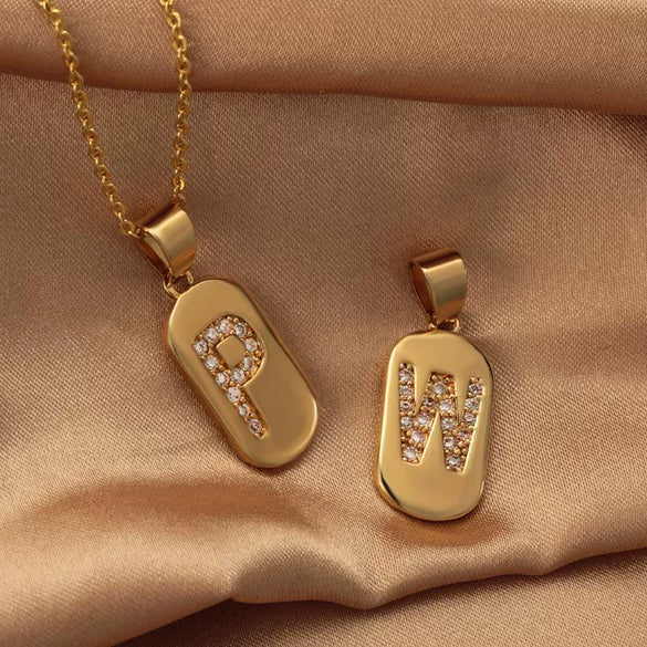 Wholesale Copper Pendant With Micro Inlaid English Letters And Electroplated Inlaid Zircon