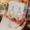 Wholesale Copper Petal Earrings Set With Pearls Flower Design
