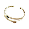 Wholesale Copper Plastic Zirconia Rhombus Flower Doublelayered Open Women's Bracelet Sophisticated Style