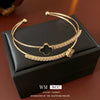 Wholesale Copper Plastic Zirconia Rhombus Flower Doublelayered Open Women's Bracelet Sophisticated Style