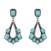 Wholesale Copper Plated Ancient Silver Turquoise Geometric Earrings For Ladies