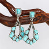 Wholesale Copper Plated Ancient Silver Turquoise Geometric Earrings For Ladies