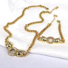 Wholesale Copper Plated Double Leopard Thick Chain Bracelet Necklace With Mixed Gem Inlay Animal Pattern Retro Hip Hop Style