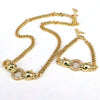 Wholesale Copper Plated Double Leopard Thick Chain Bracelet Necklace With Mixed Gem Inlay Animal Pattern Retro Hip Hop Style