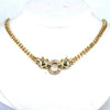 Wholesale Copper Plated Double Leopard Thick Chain Bracelet Necklace With Mixed Gem Inlay Animal Pattern Retro Hip Hop Style