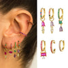 Wholesale Copper Plated Gold Drop Shape Zirconia Mini Diamond Combination Puncture Cartilage Earrings For Women