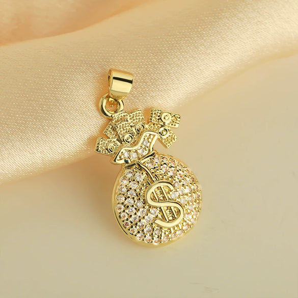 Wholesale Copper Plated Inlaid Zircon Purse Necklace New Year Design Non Fading Clavicle Chain