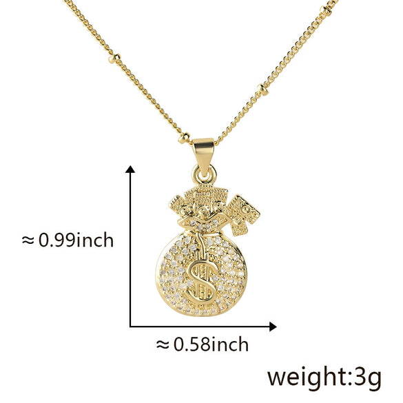 Wholesale Copper Plated Inlaid Zircon Purse Necklace New Year Design Non Fading Clavicle Chain