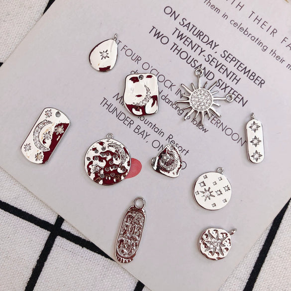 Wholesale Copper Plated Jewelry Accessories With Stars Moon Starburst Zircon For Necklace Pendant And Earrings