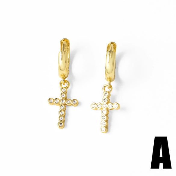Wholesale Copper Plated 18K Geometric Cross Women's Earrings