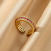 Wholesale Copper Plated 18K Gold Color Zircon Wave Leaf Ring Jewelry Luxury Simple Ins Style Electroplating Process
