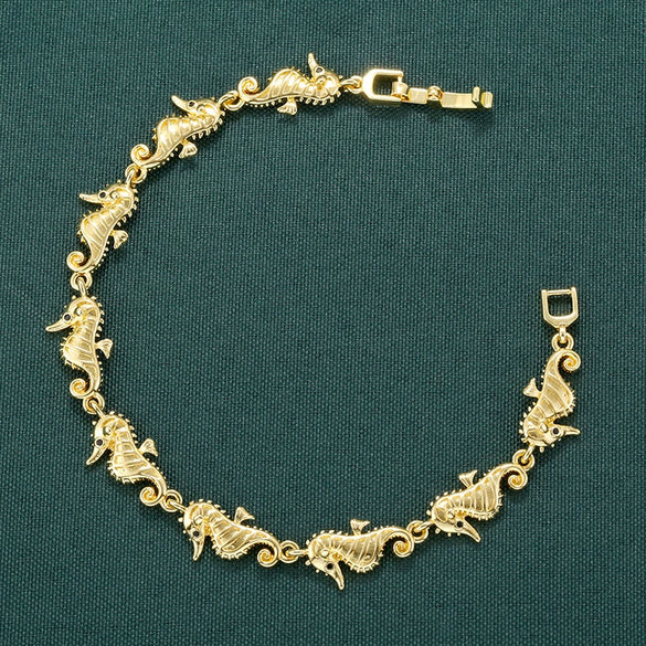 Wholesale Copper Plated 18K Gold Glossy Shell Seahorse Animal Zodiac Style Women's Bracelet