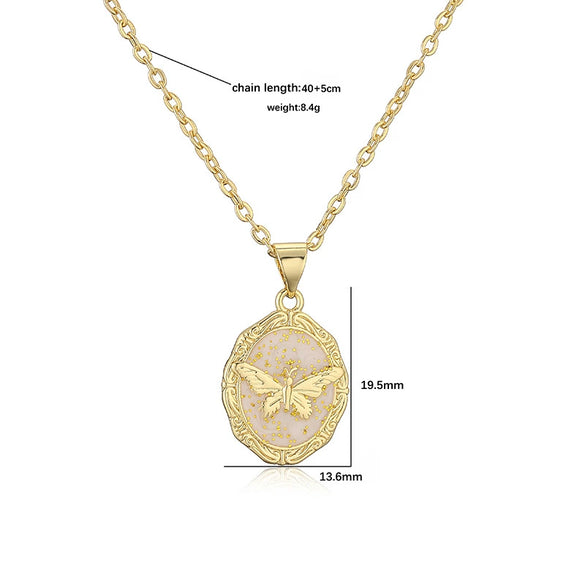 Wholesale Copper Plated 18K Gold Heart Shape Oil Dripping Cherry Blossom Petal O Word Chain Necklace For Women