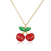 Wholesale Copper Plated 18K Gold Heart Shape Oil Dripping Cherry Blossom Petal O Word Chain Necklace For Women