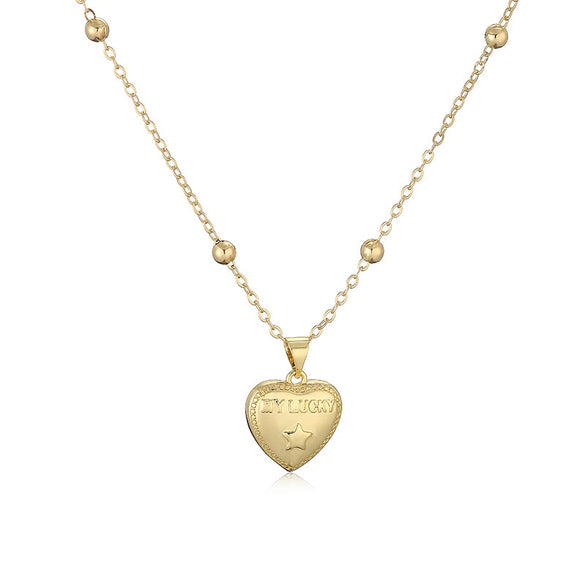 Wholesale Copper Plated 18K Gold Heart Shape Oil Dripping Cherry Blossom Petal O Word Chain Necklace For Women