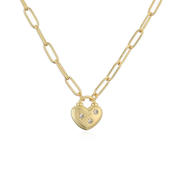 Wholesale Copper Plated 18K Gold Heart Shape Oil Dripping Cherry Blossom Petal O Word Chain Necklace For Women