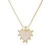 Wholesale Copper Plated 18K Gold Heart Shape Oil Dripping Cherry Blossom Petal O Word Chain Necklace For Women