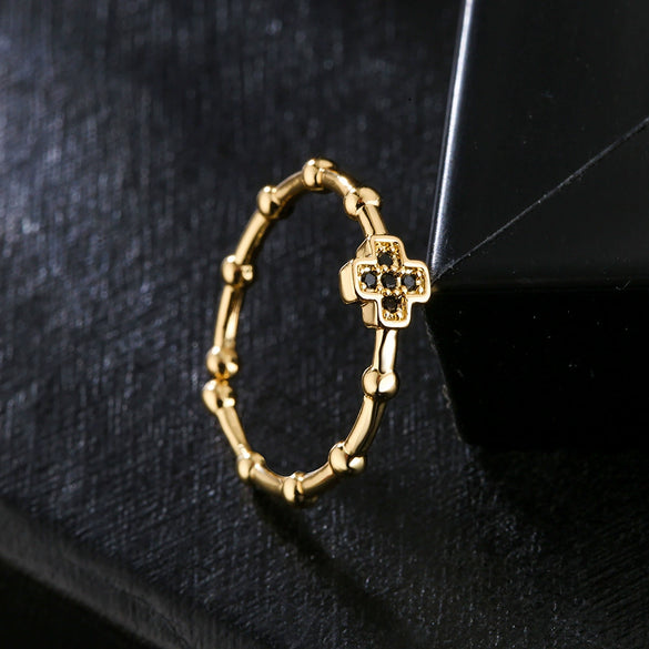 Wholesale Copper Plated 18K Gold Micro Paved Zircon Oil Dripping Geometric Open Ring For Women