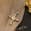 Wholesale Copper Plated 18K Gold Zircon Geometric Cross Pendant Necklace For Women Simple Retro Style