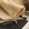 Wholesale Copper Plated 18K Gold Zircon Geometric Cross Pendant Necklace For Women Simple Retro Style