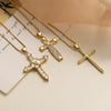 Wholesale Copper Plated 18K Gold Zircon Geometric Cross Pendant Necklace For Women Simple Retro Style