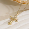 Wholesale Copper Plated 18K Gold Zircon Geometric Cross Pendant Necklace For Women