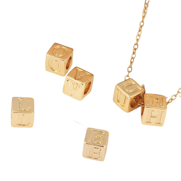 Wholesale Copper Plated Letter Pendant Beaded Simple Necklace Accessories