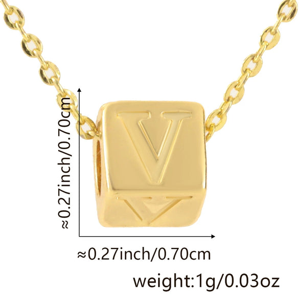 Wholesale Copper Plated Letter Pendant Beaded Simple Necklace Accessories
