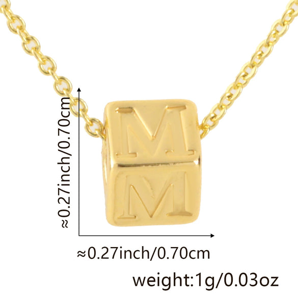 Wholesale Copper Plated Letter Pendant Beaded Simple Necklace Accessories