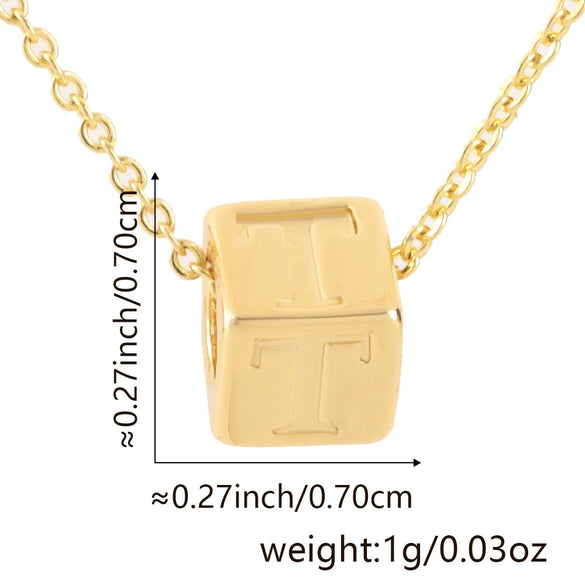 Wholesale Copper Plated Letter Pendant Beaded Simple Necklace Accessories
