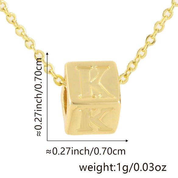 Wholesale Copper Plated Letter Pendant Beaded Simple Necklace Accessories
